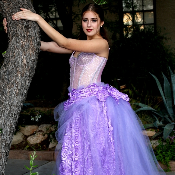 SAMPLE GOWN ONLY-"SIERRA NICOLE" Custom Order Lavender Wedding Gown - Picture 5 of 7